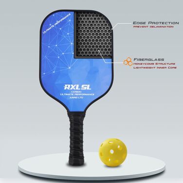 RXL SL Карбоновий набір для піклболу, ракетки для гри всередині та на вулиці, легкі піклбол ракетки 13/16 мм, для дорослих, початківців, досвідчених та літніх гравців, фіолетові