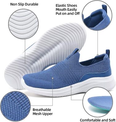 Жіночі кросівки для ходьби та тенісу TIOSEBON, дихаючі, легкі, зручні, блакитні (36 EU)