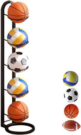 Стійка для зберігання м'ячів 5-ти ярусна, органайзер для баскетболу та футболу