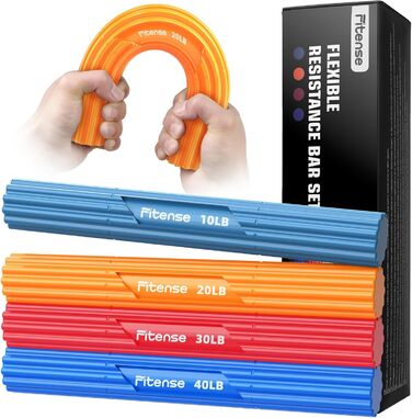 Fitense Flex Therapie Bar Kit: Набір для реабілітації та зміцнення кистей рук (блакитний, чорний, жовтий, сірий)