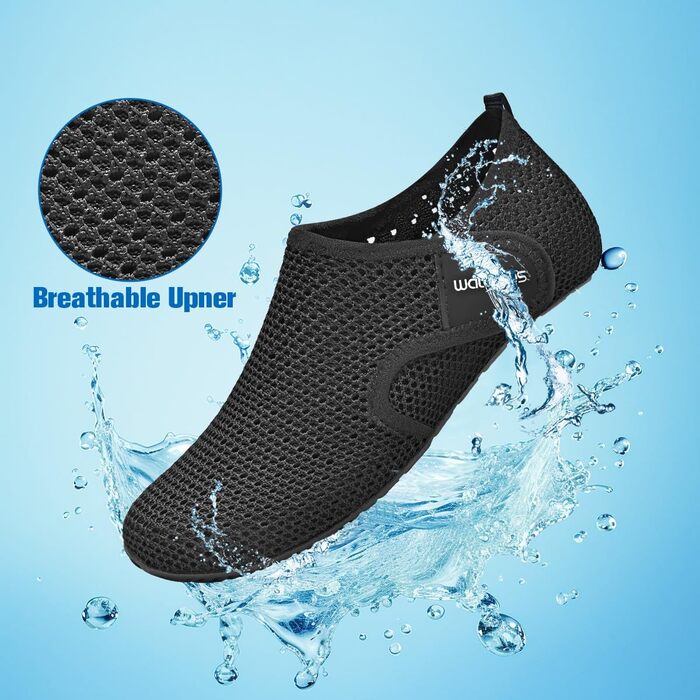 Шкарпетки для плавання та водних видів спорту WateLves: дихаючі, швидковисихаючі, унісекс (36/37 EU, сітка, чорний)