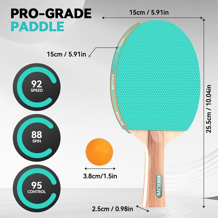 Набір для пінг-понгу для 2 гравців – 2 ракетки, сітка, 6 м'ячів – для гри в приміщенні та на вулиці, блакитний/зелений