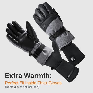 Електричні гріючі рукавички для жінок та чоловіків, чорні, M/L, водонепроникні, з акумулятором 7.4V 2200mAh, 3 режими нагріву, сенсорний екран