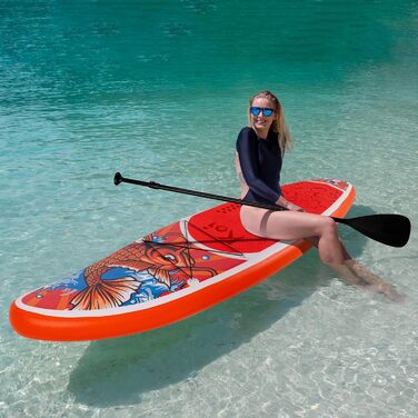 Надувна SUP-дошка FunWater з аксесуарами: рюкзак, ручний насос, страховочна лінія, 3 знімні плавники, регульоване плаваюче весло