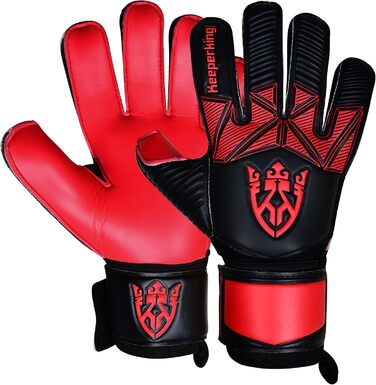 Воротарські рукавички Keeperking для дітей, підлітків та дорослих: без пальців, 4 мм, латекс, унісекс (4, чорно-червоний)