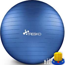 Гімнастичний м'яч TRESKO, 65 см, BPA-free, з насосом, для фітнесу, йоги, вагітних, пілатесу, 300 кг, антивибуховий