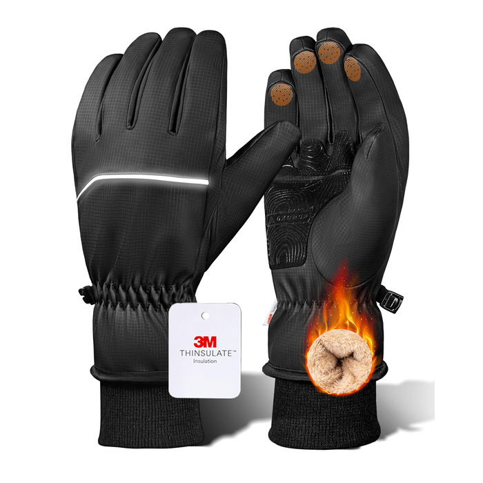 Водонепроникні зимові рукавички GXCROR для жінок та чоловіків з підтримкою сенсорного екрану, 3M Thinsulate, для катання на лижах, велосипеді, прибирання снігу та робіт на відкритому повітрі, до -20°C, теплоізоляція