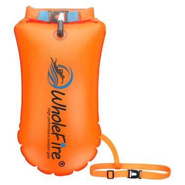 WholeFire 20L Плавуча Сумка для Спорядження, Водонепроникна, Надувна, для Водних Видів Спорту: Плавання, Триатлон, Каякінг, Снорклінг, Помаранчевий