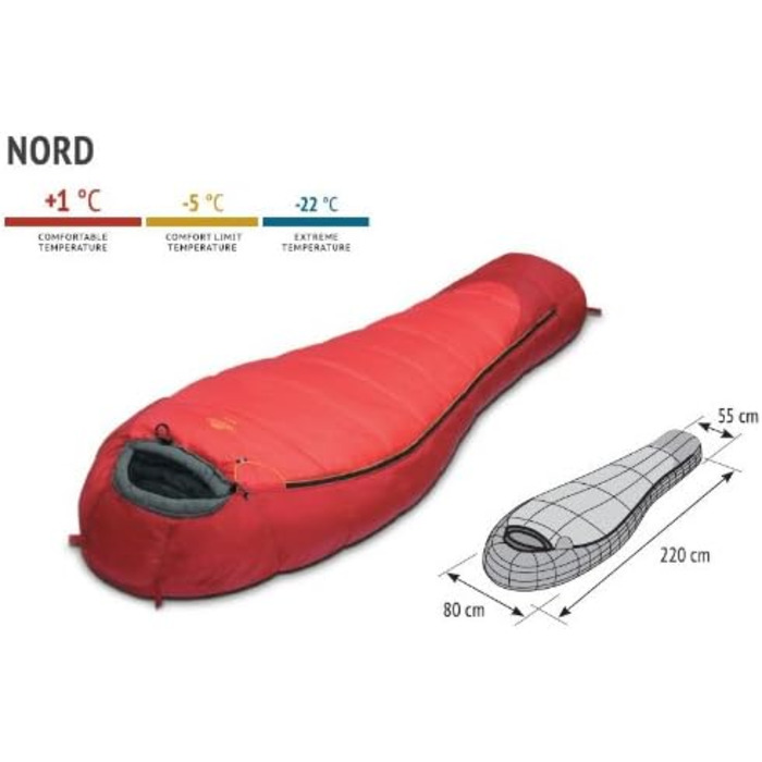 Спальний мішок ALEXIKA Nord Unisex, червоно-сірий, 80x220x55 см, 9227.0106