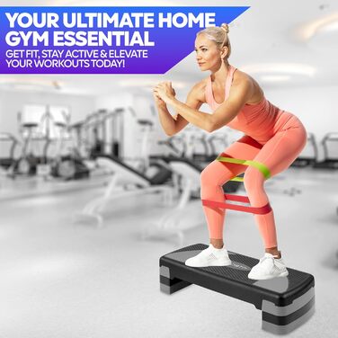 Степпер TechFit для аеробіки та фітнесу, регульована висота, антиковзне покриття, вантажопідйомність до 120 кг, з легкого та міцного полімеру, 3 рівні