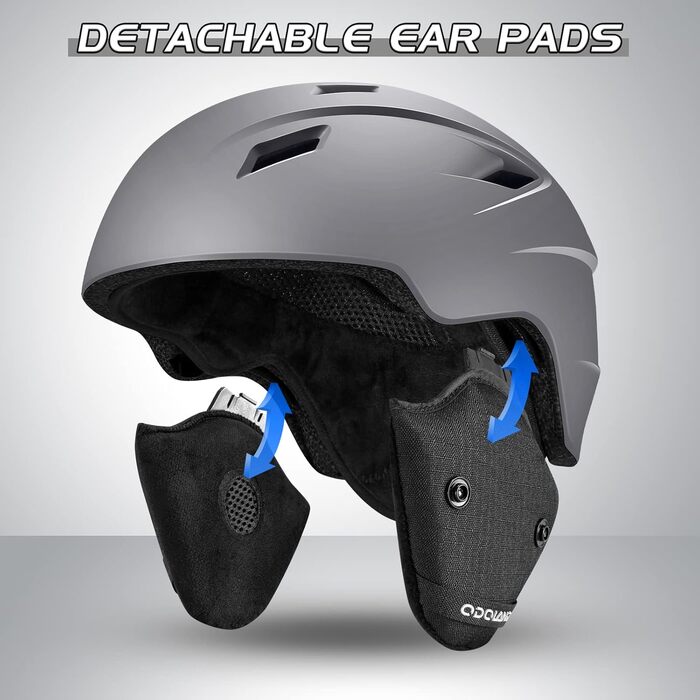 Шолом для лижного спорту та маска Odoland: комплект для жінок та чоловіків, захист UV 400, сірий, розмір S (52-55 см)