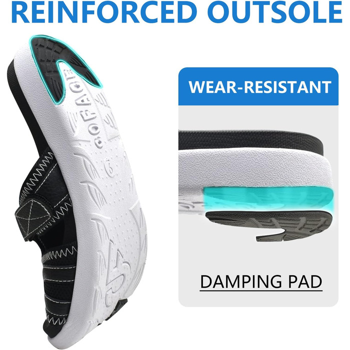 Чоловічі спортивні сандалії COFACE для відновлення після навантаження, підтримка склепіння стопи, ортопедичні, чорні, розмір 40-48