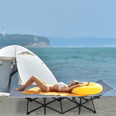 Розкладне ліжко для кемпінгу FIVMEN з сумкою для зберігання - 190x62x38 см, до 250 кг, для відпочинку на природі, в саду, у подорожах