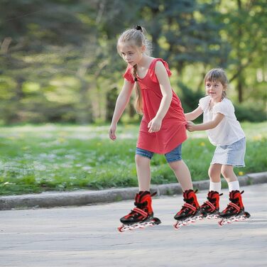 Ролики для дітей, ролики для хлопчиків та дівчаток, регульовані ролики для дітей 3-9 років, ролики з підсвіткою для початківців, червоні S(27-32)
