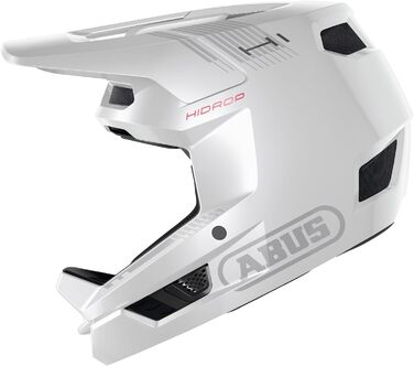 ABUS HiDrop – захисний шолом для даунхілу та ендуро, ASTM сертифікований, фулфейс, ABS-оболонка, для MTB, дорослих і підлітків, розмір L (59-60 см), білий глянцевий