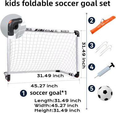 Дитячі футбольні ворота складані Fussballtor 115x80 см для саду та дому - білі міні-ворота з м'ячем