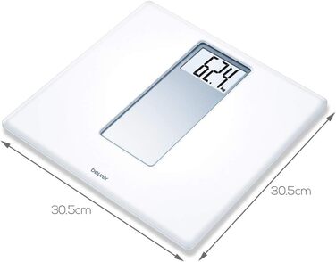 Ваги підлогові Beurer PS 160 з LCD-дисплеєм, великі цифри 4,7 см, вантажопідйомність 180 кг, білий ретро-дизайн