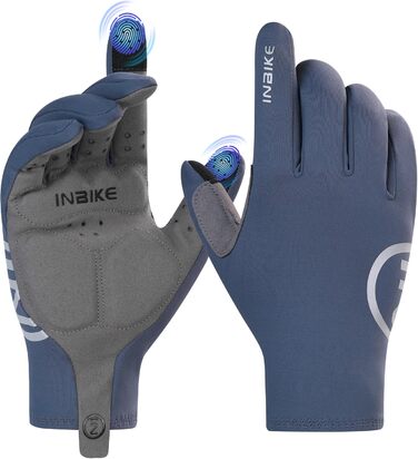 Велосипедні рукавички Inbike MTB зимові, 2 пальці, сенсорний екран, теплі, вітронепроникні, дихаючі, антиковзні, для велоспорту, лиж, катання на сноуборді, IHC701 (Синій, XL)