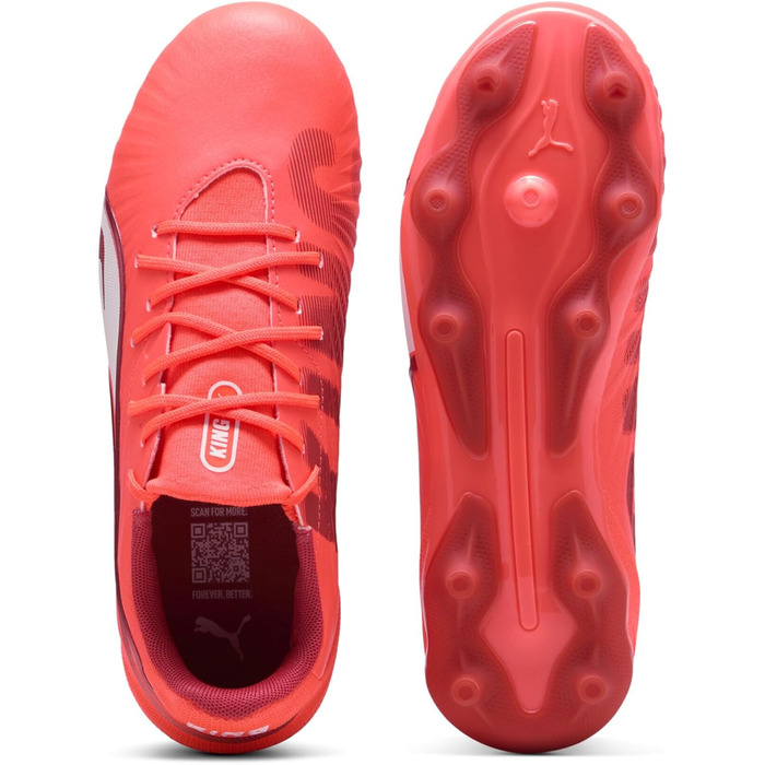 Дитячі футбольні бутси PUMA King Match FG/AG Jr - сяючий червоний/білий/червоний, 28 EU
