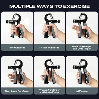 Тренування сили хвату: Регульований ручний тренажер з опором 5-60 кг (11-132 lbs) з лічильником для спорту та реабілітації