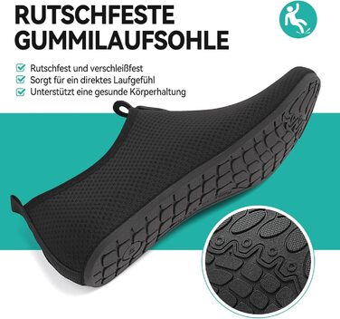 Аквашузи для плавання та відпочинку на пляжі: чоловічі та жіночі, швидковисихаючі, з антиковзаючою підошвою, для йоги та басейну, розмір 35-47 EU (46 EU, 803 Чорний)