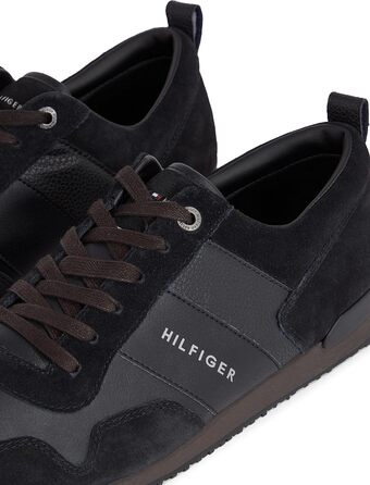 Чоловічі кросівки Tommy Hilfiger Runner Iconic з шкіри та замші (48 EU, чорний)