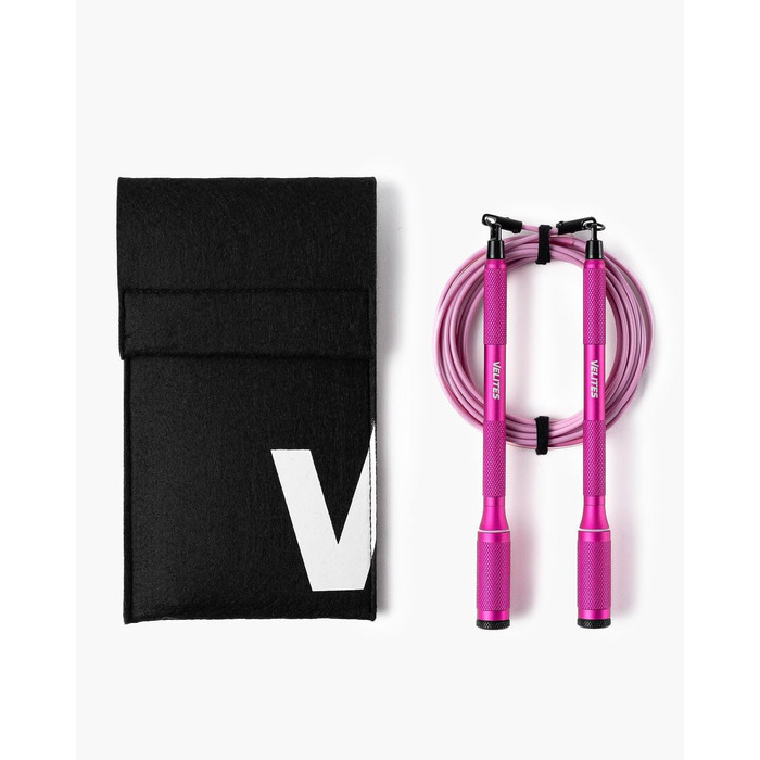 Скакалка Velites Cyclone Jump Rope - легка, преміум-дизайн, для подвійних стрибків та кросоверів, знімний грифель, 360-градусна система (рожева)