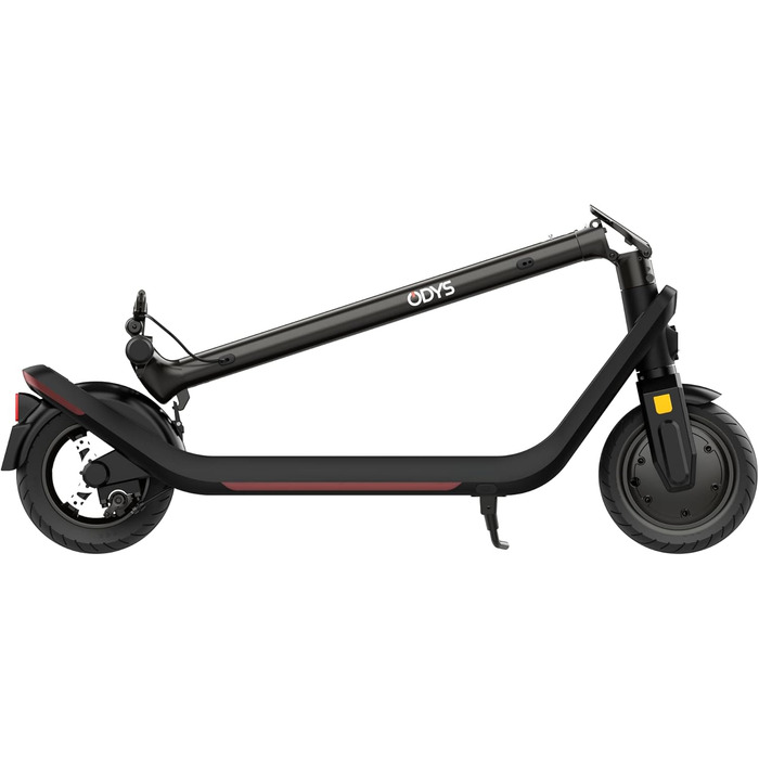 Складаний електросамокат Odys ZETA i10 з допуском до дороги, додатком, запасом ходу 35-50 км, вантажопідйомністю до 140 кг, пневматичними колесами, швидкістю до 20 км/год, подвійною гальмівною системою, дисплеєм, захистом IP55