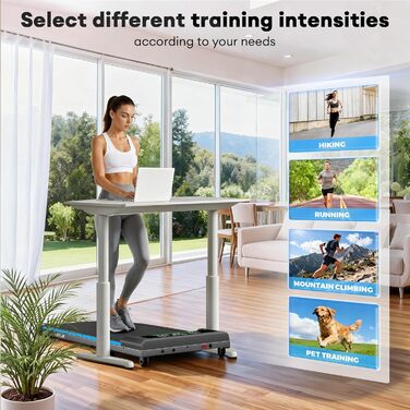 ONETWOFIT Ходунковий тренажер для дому з ручками, столик для бігу, тиха модель з нахилом та пультом керування, керування через додаток, 2.5HP, складаний біговий тренажер 12km/h з RGB-підсвічуванням