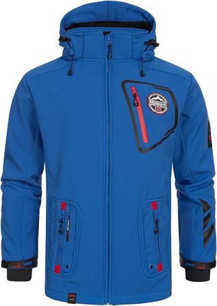 Чоловіча тактична куртка Geographical Norway Tacebook водонепроникна та дихаюча з капюшоном, демісезонний outdoor піджак для походів та гір, королівський синій, розмір L