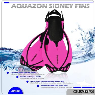 Ласти для дітей AQUAZON Sidney, регульовані, рожеві, 32/37