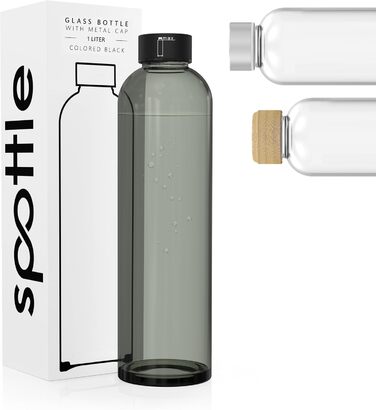 Скляна пляшка для води spottle 750 мл, прозора, з бамбуковою кришкою, підходить для газованої води, герметична, можна мити в посудомийній машині