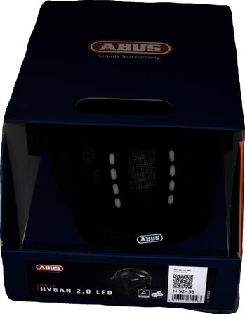 Велосипедний шолом ABUS Hyban 2.0 LED з підсвіткою, чорний, розмір M (52-58 см), переднє і заднє світло, міцна жорстка оболонка, для чоловіків та жінок