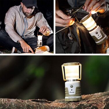 LED Ліхтар для кемпінгу Favor Adventurer: 1300 люмен, IP64, регулювання яскравості, змінна колірна температура, акумуляторний, зелений/коричневий