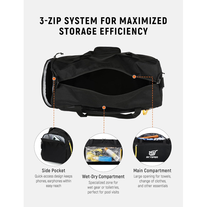 Спортивна сумка SKYSPER для чоловіків та жінок, містка дорожня сумка-вікенд 30 л для тренувань, залу та плавання