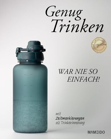 Водяна пляшка MAMEIDO з трубочкою та петлею для перенесення, Tritan, 1000 мл, Ocean Bloom, без BPA