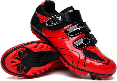 Велосипедні черевики для жінок та чоловіків, MTB, крос-кантрі, кросівки, дихаючі, для катання на велосипеді, спінінг, червоні (39 EU)