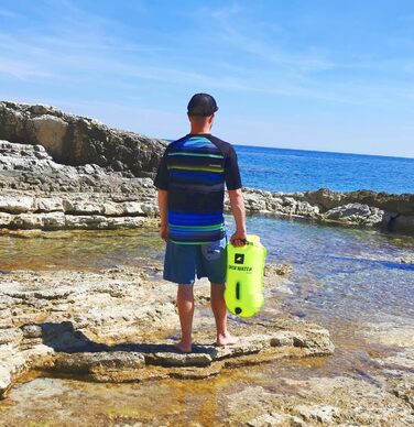 Надувна рятувальна бойовка OPENWATER XL, 28L, неонова зелена - велика плавуча платформа з кишенею