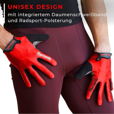 Велосипедні рукавички MACCIAVEI для чоловіків та жінок - MTB рукавички - унісекс, сенсорні, червоні, XL