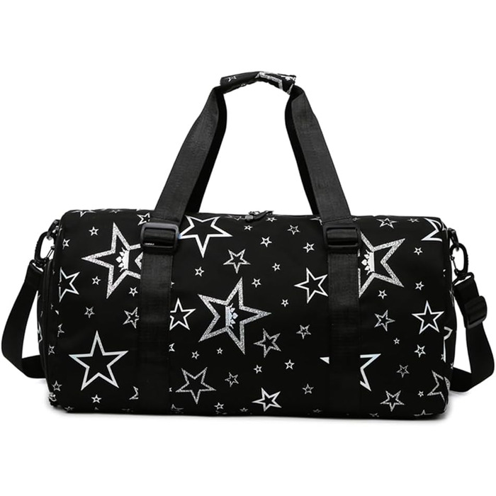 Дитяча спортивна сумка-рюкзак з відділенням для взуття та мокрих речей, плавальна сумка, спортивна сумка з принтом зірок для дівчаток, складана сумка для занять гімнастикою, танців та тренувань (зелена, чорна)