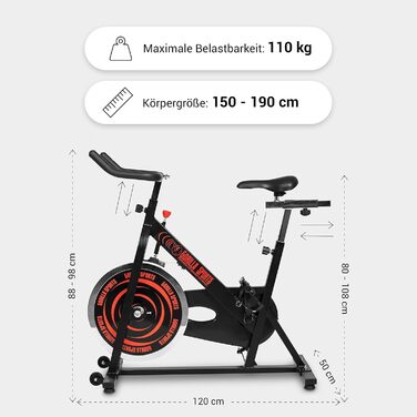 Велотренажер GORILLA SPORTS® з ергометром, 13 кг маховик, регульований опір і сидіння, фітнесбайк для дому, індор-спінбайк