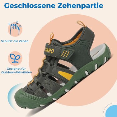 Сандалі дитячі SAGUARO закриті трекінгові для хлопчиків, літні, для активного відпочинку, зелені, розмір 36 EU