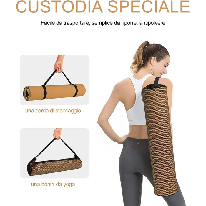 Йогамат (Yogamatte) 183x61x0.6 см, двостороння, антиковзка, водонепроникна, з сумкою та ременем. Для пілатесу, спорту, фітнесу, медитації (Блакитна троянда)