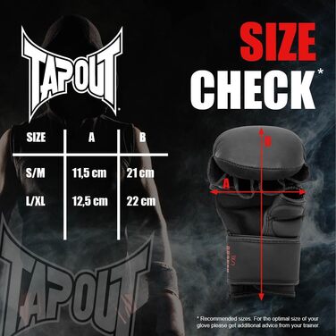 Tapout Унісекс рукавички для MMA спарингу, чорні/червоні, S/M