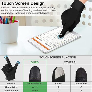 Дитячі зимові рукавички для велосипеда та спорту, сенсорний екран, неслизькі, теплі, чорні, XS (3-4 роки)