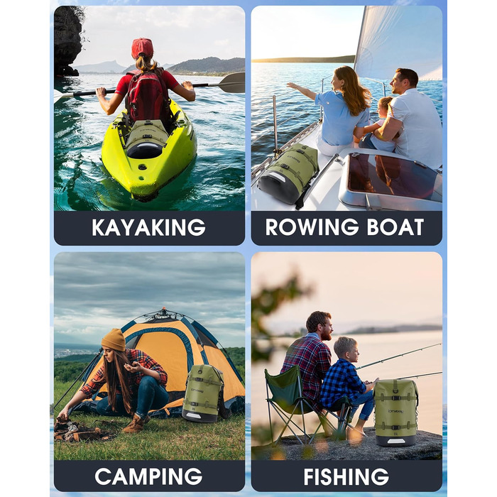 Водонепроникний рюкзак IDRYBAG 55L для подорожей, каякінгу, плавання та paddle-boarding, зелений