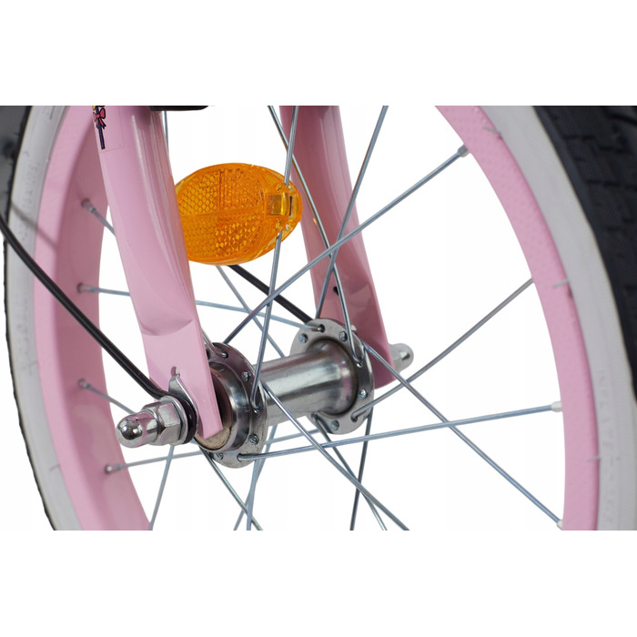 Дитячий велосипед 16 дюймів для дівчинки з ручкою-штовхачем, бічними колесами та кошиком Kimet