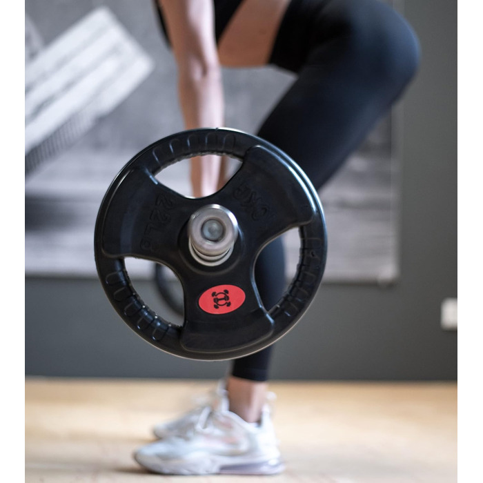 GYM DISTRICT Диски для штанги 50 мм, гумовані, чавунні, з ручками, набір 10 кг (2×5 кг), для олімпійської штанги, тренування вдома