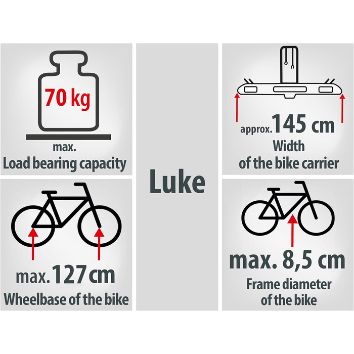 Велотримач EUFAB 11556 для фаркопу: Amber 4 - переноска на 4 велосипеда
