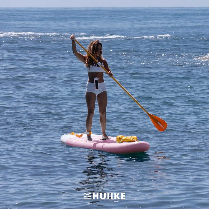Надувний SUP Борд HUIIKE для Станд Ап Паддлінгу (Stand Up Paddling) з аксесуарами: весло, фіни, насос. Стабільний та міцний надувний SUP борд Enjoyer Pink, 305x84x15 см, до 130 кг.
